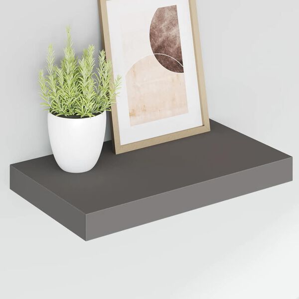 vidaXL Wandschappen zwevend 2 st 40x23x3,8 cm MDF hoogglans grijs