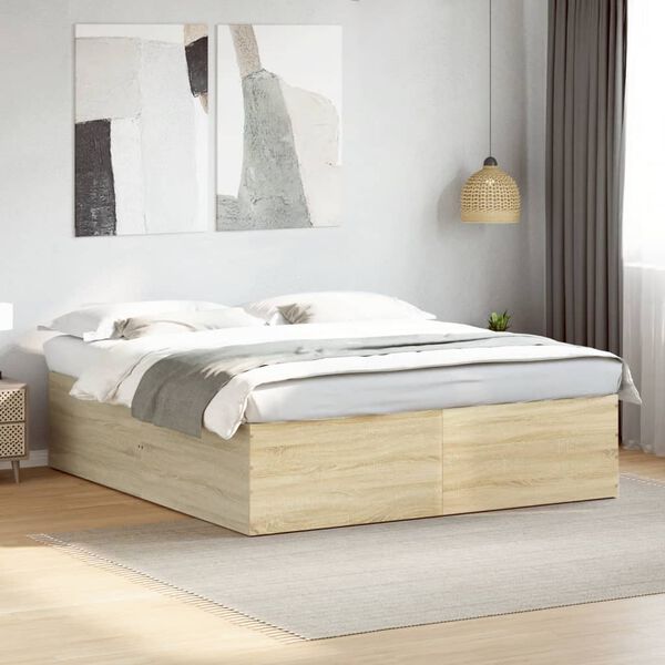 vidaXL Bedframe bewerkt hout sonoma eikenkleurig 180x200 cm