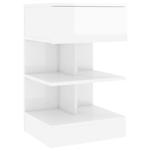 vidaXL Nachtkastje 40x35x65 cm bewerkt hout hoogglans wit