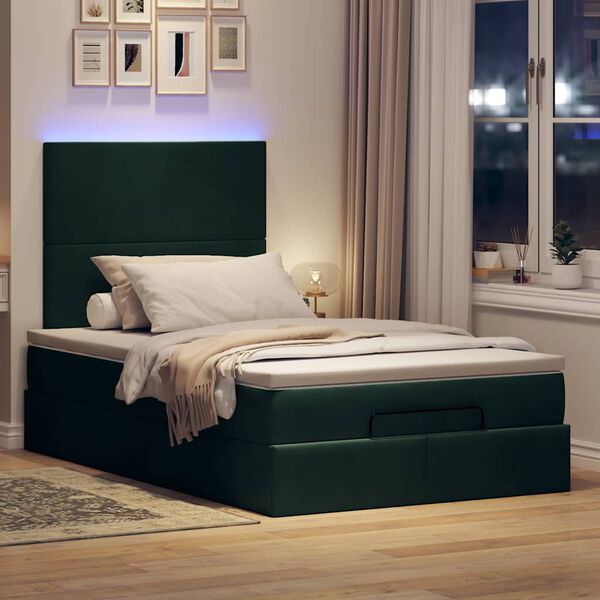 vidaXL Ottoman bed met matrassen en LED's 120x200cm fluweel