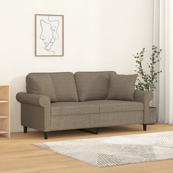 vidaXL Tweezitsbank met kussens 140 cm stof taupe