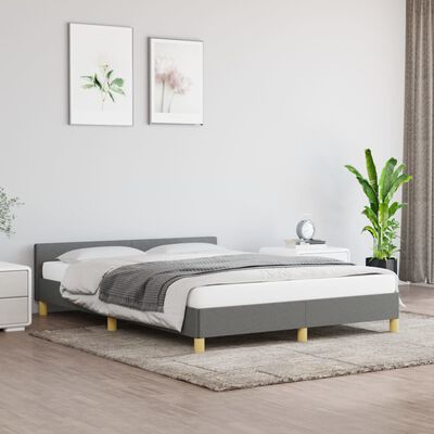 vidaXL Bedframe zonder matras stof donkergrijs 140x200 cm