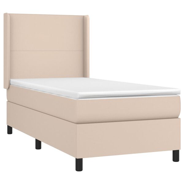 vidaXL Boxspring met matras kunstleer cappuccinokleurig 90x190 cm