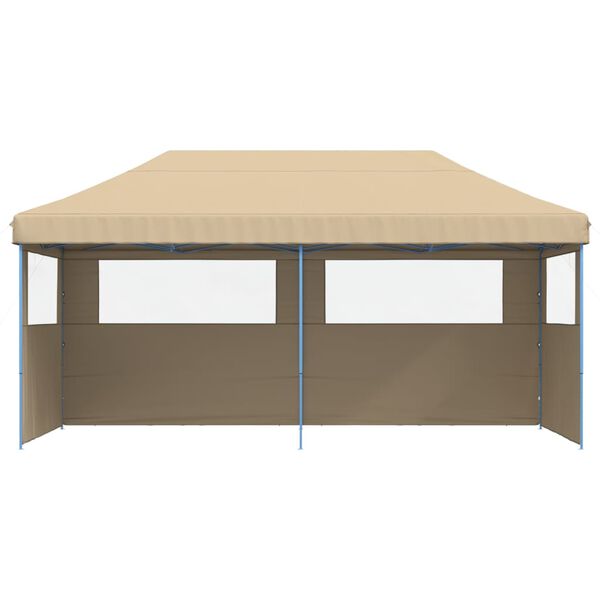 vidaXL Partytent inklapbaar pop-up met 3 zijwanden beige