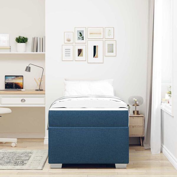 vidaXL Bedframe met matras Blauw 90 x 200 cm Stof