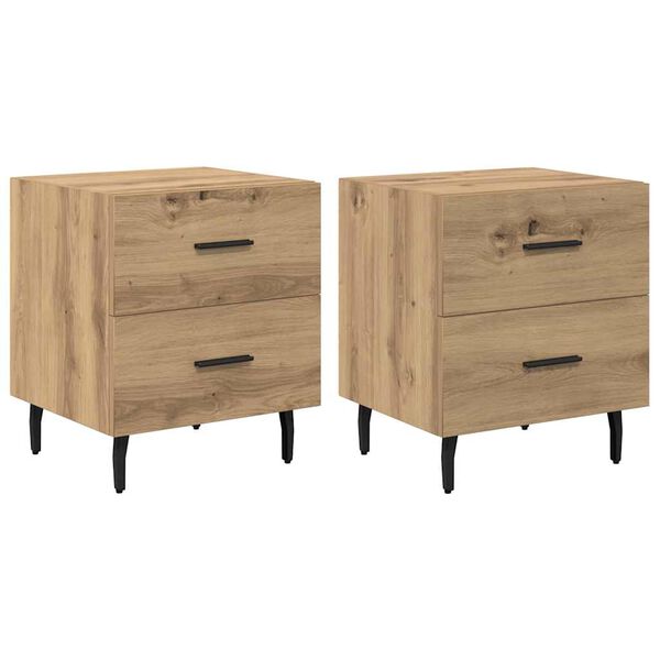 vidaXL Nachtkastje 2 pcs Artisan Eiken 40 x 35 x 47,5 cm Bewerkt hout
