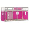 vidaXL Stapelbed met gordijnen 90x190 cm grenenhout roze