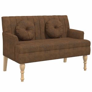 vidaXL Bankje met kussens 113x64,5x75,5 cm kunstsu&egrave;deleer bruin