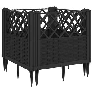 vidaXL Plantenbak met pinnen 43,5x43,5x43,5 cm polypropeen zwart