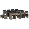 vidaXL 13-delige Tuinset met kussens poly rattan grijs