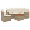 vidaXL 6-delige Loungeset met kussens poly rattan beige