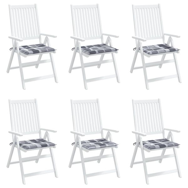 vidaXL Tuinstoelkussens 6 st 50x50x4 cm oxford stof ruitpatroon grijs