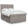 vidaXL Boxspring met matras stof taupe 140x200 cm