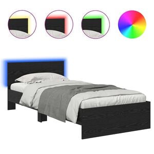 vidaXL Bedframe met hoofdeinde Zwart Eiken 100 x 200 cm Bewerkt hout