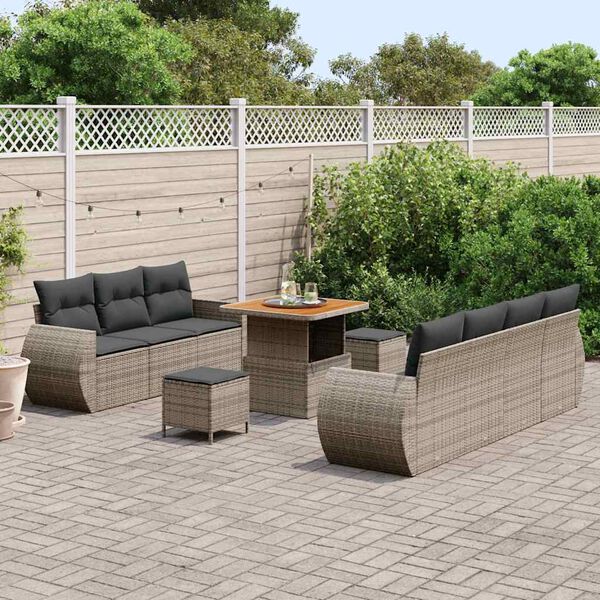 vidaXL Tuin Sofa Set met kussen met opslag 10 pcs Grijs poly rattan