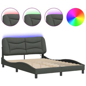 vidaXL Bedframe met LED zonder matras "Hvar" 120x200 cm stof donkergrijs