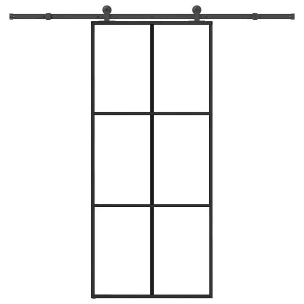 vidaXL Schuifdeur met beslag 90x205 cm ESG-glas en aluminium