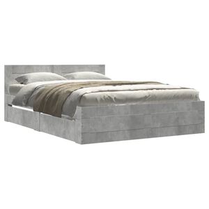 vidaXL Bedframe met hoofdeinde bewerkt hout betongrijs 120x190 cm