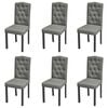 vidaXL Eetkamerstoelen 6 st stof grijs