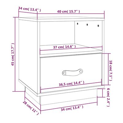 vidaXL Nachtkastjes 2 st 40x34x45 cm massief grenenhout zwart