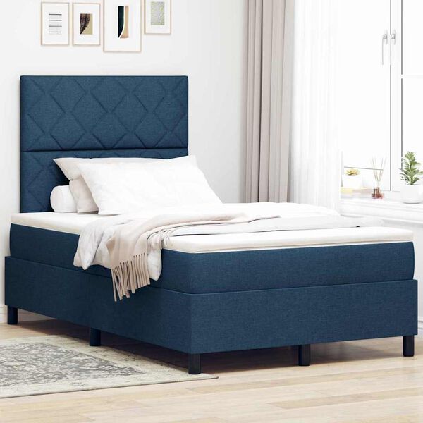 vidaXL Boxspringbed met matras met hoofdeinde Blauw 120 x 200 cm Stof