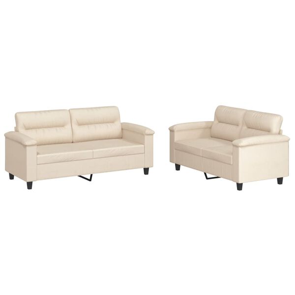 vidaXL 2-delige Loungeset met kussens microvezelstof beige