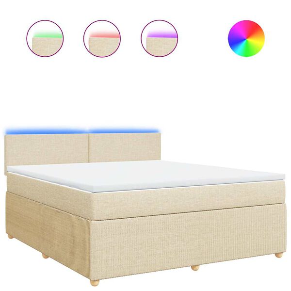 vidaXL Boxspring met matras stof cr&egrave;mekleurig 180x200 cm