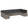 vidaXL Bankstel met kussen 10 pcs Grijs poly rattan