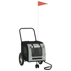 vidaXL Fietskar voor huisdieren Grijs en zwart 125 x 53 x 54 cm