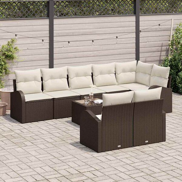 vidaXL Tuin Sofa Set Bruin en Cr&egrave;me 55 x 55 x 37 cm poly rattan