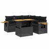 vidaXL 6-delige Loungeset met kussens poly rattan zwart