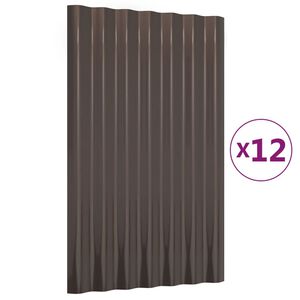 vidaXL Dakpanelen 12 st 60x36 cm gegalvaniseerd staal bruin