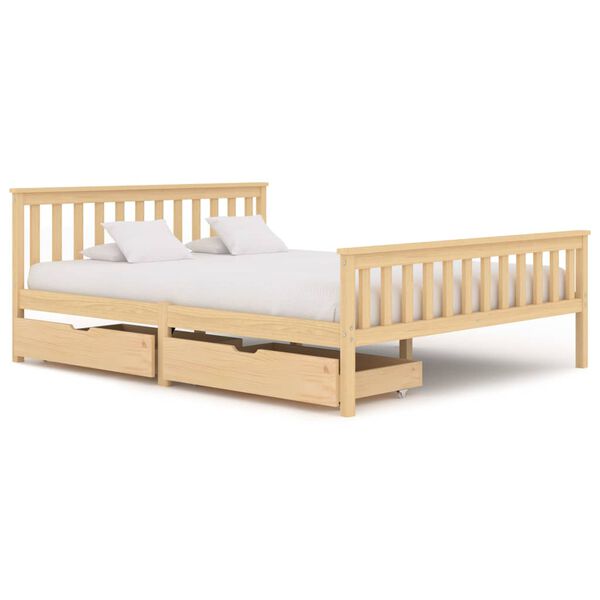 vidaXL Bedframe met 2 lades massief grenenhout 160x200 cm