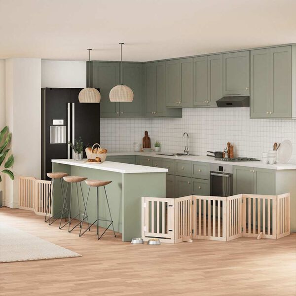 vidaXL Hondenhek inklapbaar met deur 9 panelen 450 cm populierenhout