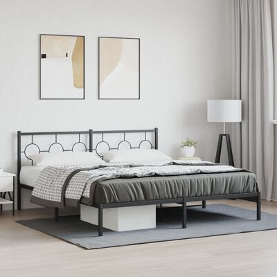 vidaXL Bedframe met hoofdbord metaal zwart 180x200 cm