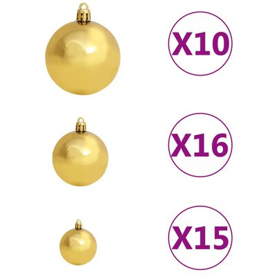 vidaXL Kunstkerstboom met scharnieren 300 LED's en kerstballen 180 cm