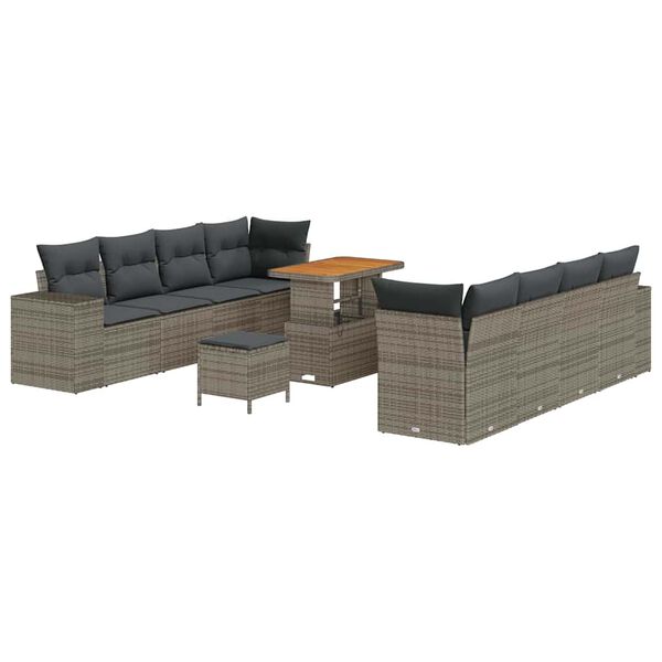 vidaXL Tuin Sofa Set met kussen met opslag met kussen 11 pcs Grijs