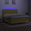 vidaXL Boxspring met matras en LED stof groen 160x200 cm