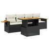 vidaXL 5-delige Loungeset met kussens poly rattan zwart