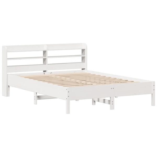 vidaXL Bedframe zonder matras massief grenenhout wit 140x190 cm