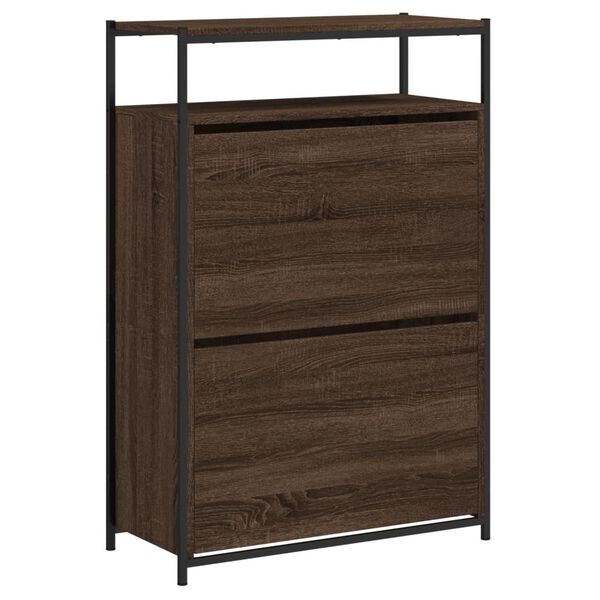 vidaXL Schoenenkast 75x34x112 cm bewerkt hout bruin eikenkleur