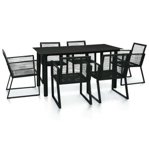vidaXL 7-delige Tuinset PVC-rattan zwart