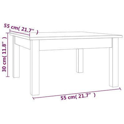 vidaXL Salontafel 55x55x30 cm massief grenenhout grijs