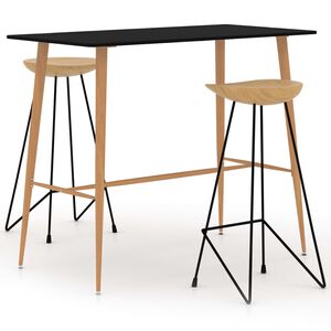 vidaXL 3-delige Barset zwart