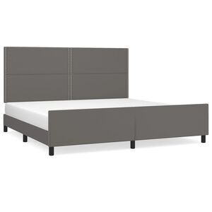 vidaXL Bedframe met hoofdbord kunstleer grijs 200x200 cm