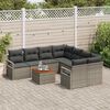 vidaXL Tuinbankenset met opslag 9 pcs Grijs poly rattan