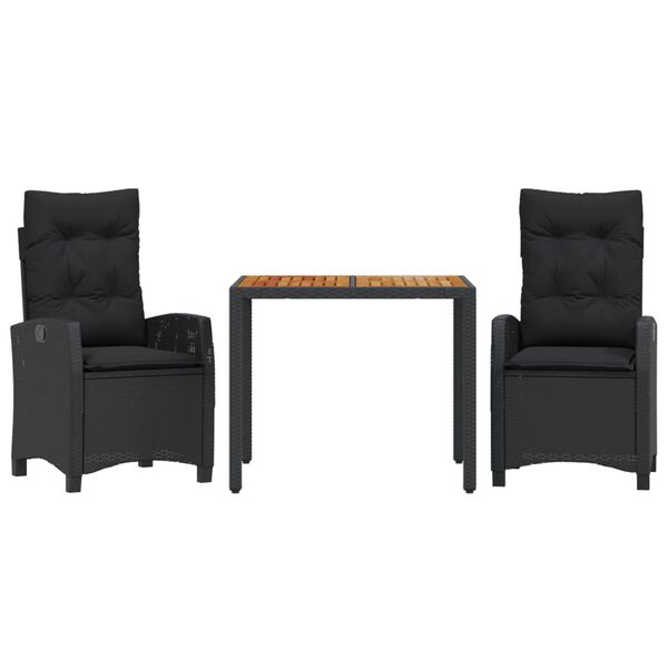 vidaXL 9-delige Tuinset poly rattan zwart