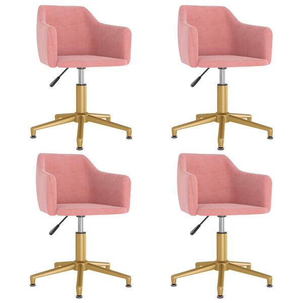 vidaXL Eetkamerstoelen draaibaar 4 st fluweel roze