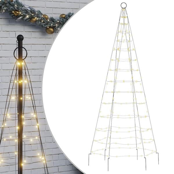 vidaXL LED-kerstboom aan vlaggenmast 200 LED's warm wit 180 cm