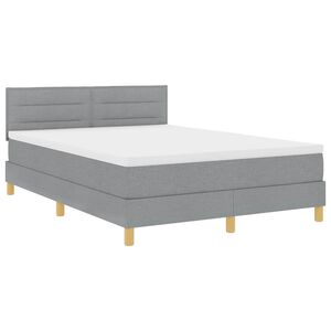 vidaXL LED Box Spring Bed met hoofdeinde Lichtgrijs 140 x 190 cm Stof